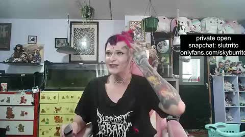Snapshot of queer_burrito chatting on October 17, 10:35 pm Sky Burrito online show from October 17, 10:35 pm